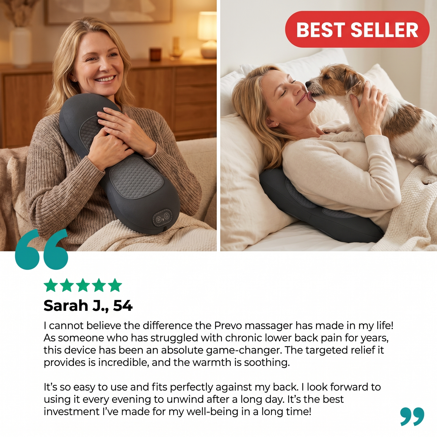 PREVO 3-in-1 Lumbar & Spine Massager Pillow with Traction Support
