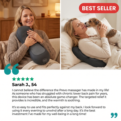 PREVO 3-in-1 Lumbar & Spine Massager Pillow with Traction Support