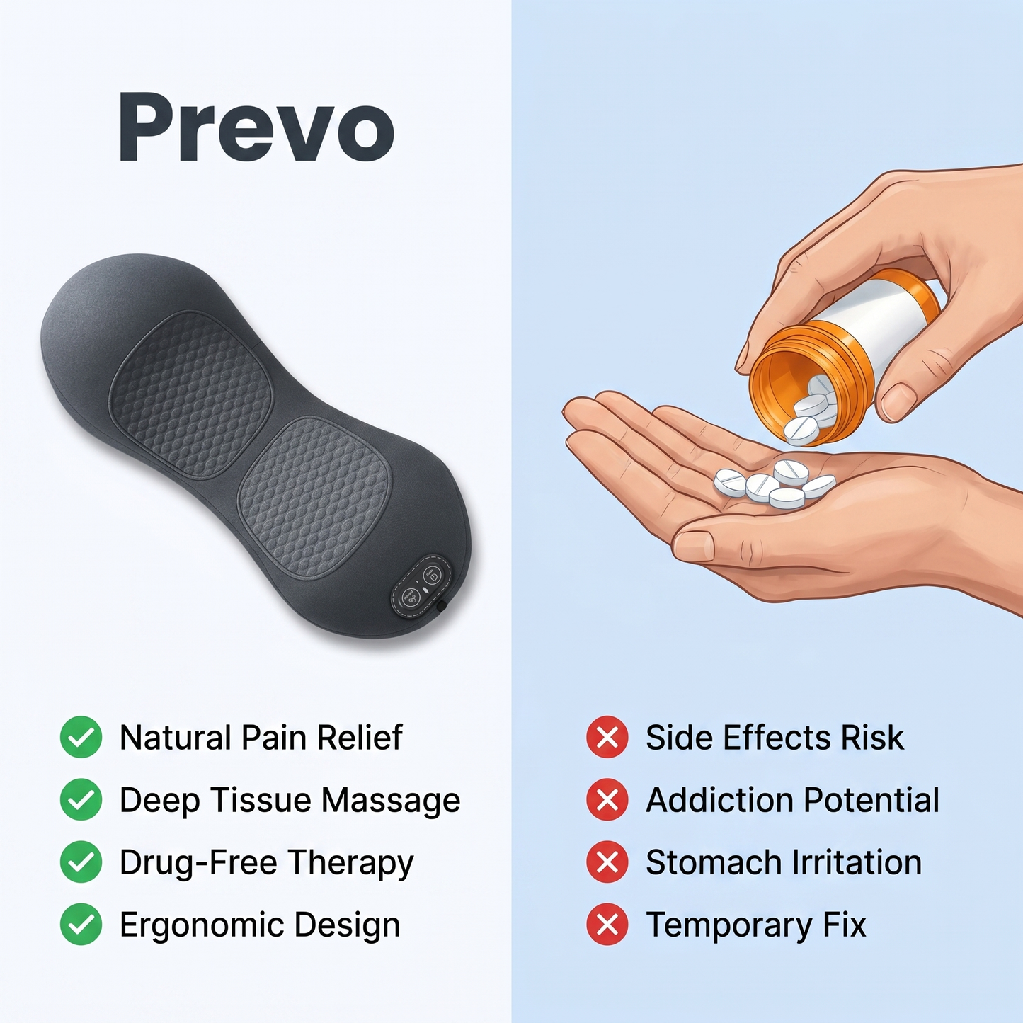 PREVO 3-in-1 Lumbar & Spine Massager Pillow with Traction Support