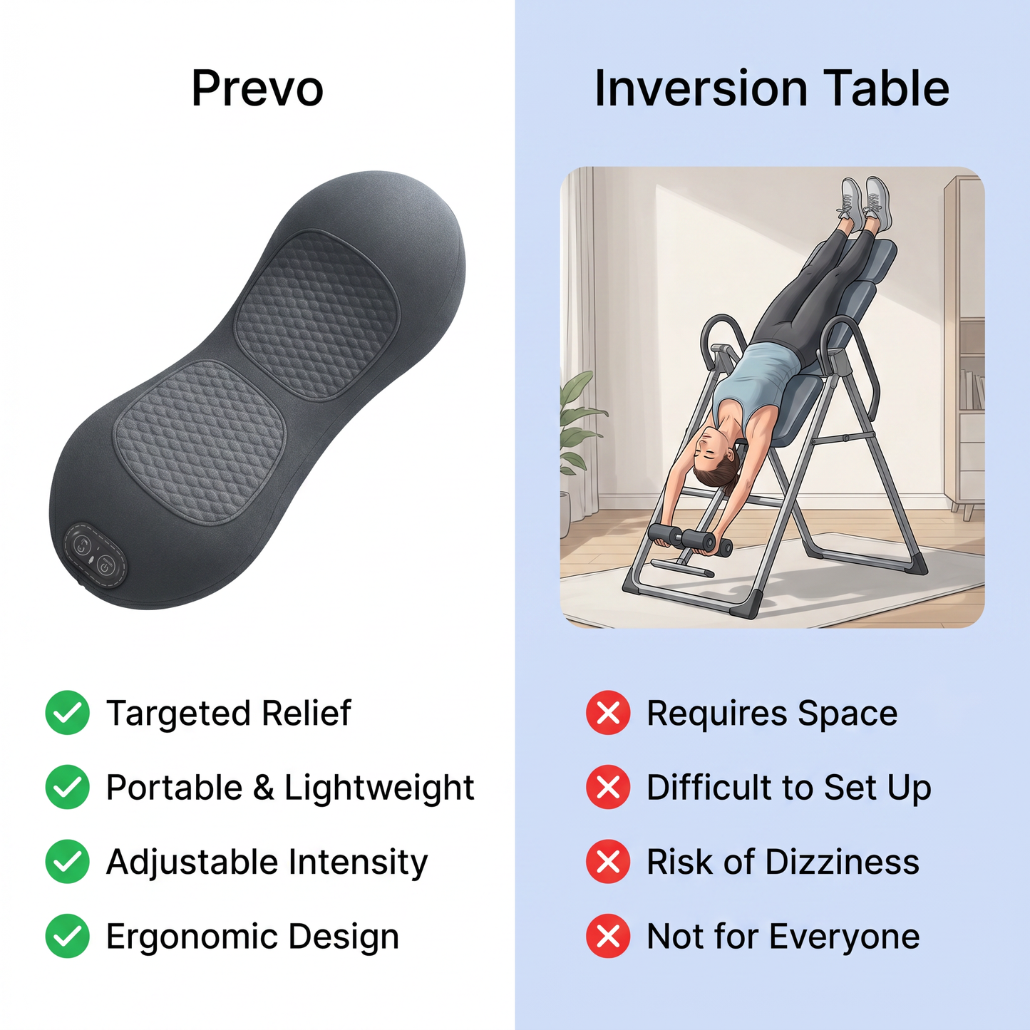 PREVO 3-in-1 Lumbar & Spine Massager Pillow with Traction Support
