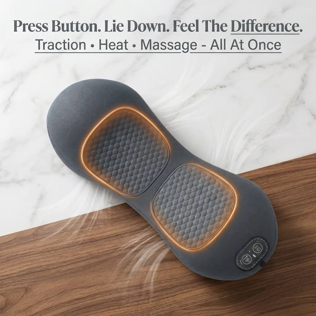 PREVO 3-in-1 Lumbar & Spine Massager Pillow with Traction Support