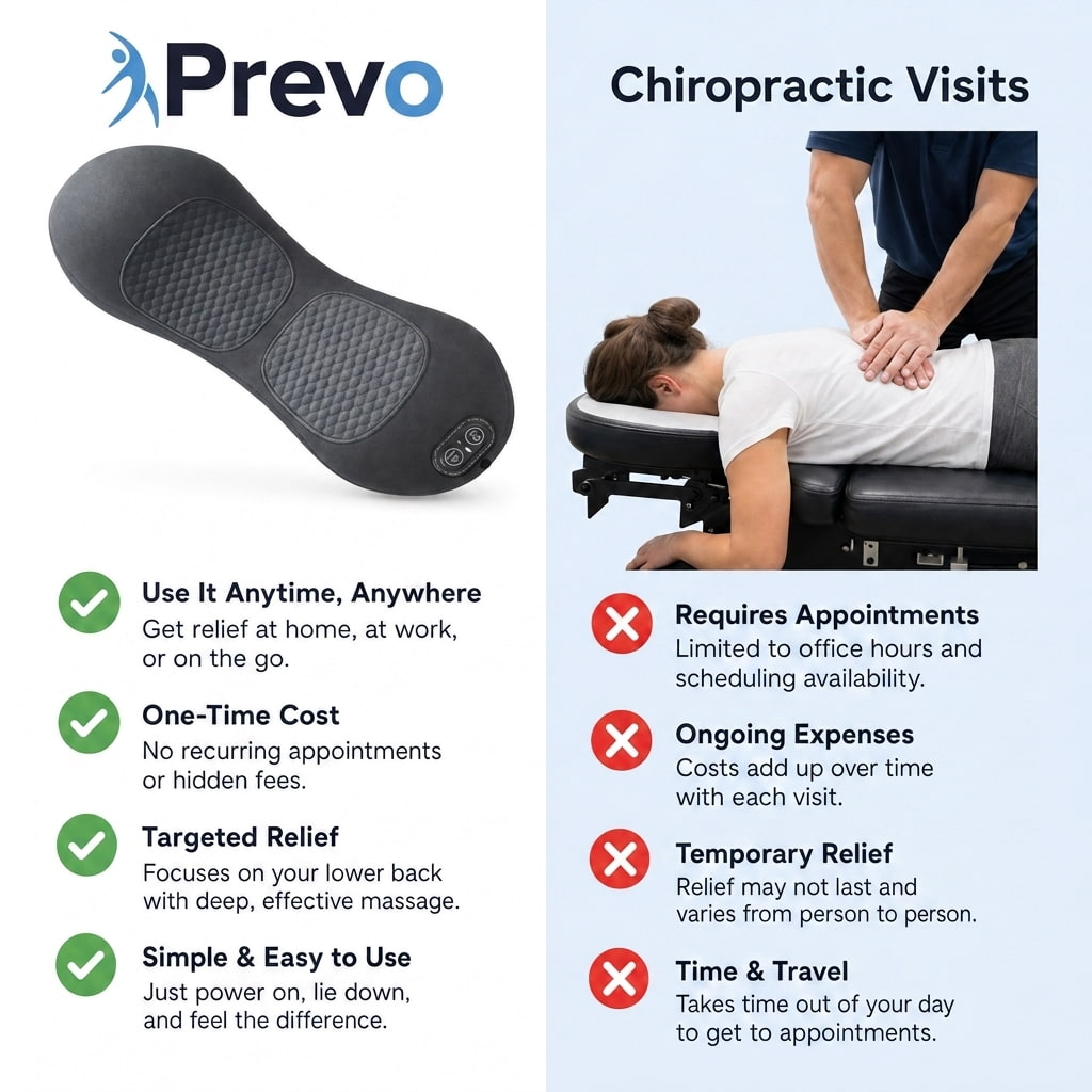 PREVO 3-in-1 Lumbar & Spine Massager Pillow with Traction Support